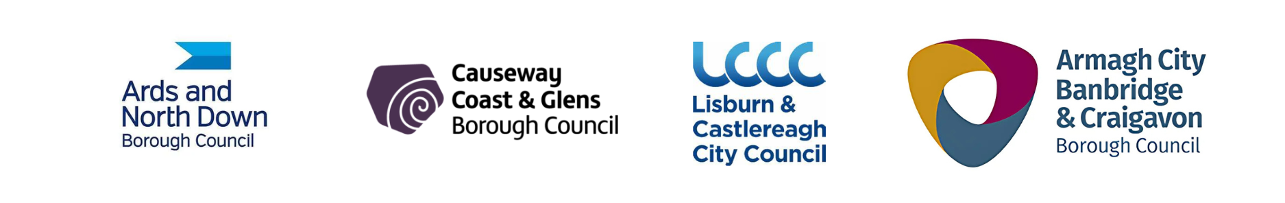 Image showing Ards and North Down Borough Council, Causeway Coast & Glens Borough Council, Lisburn & Castlereagh City Council, and Armagh City, Banbridge & Craigavon Borough Council